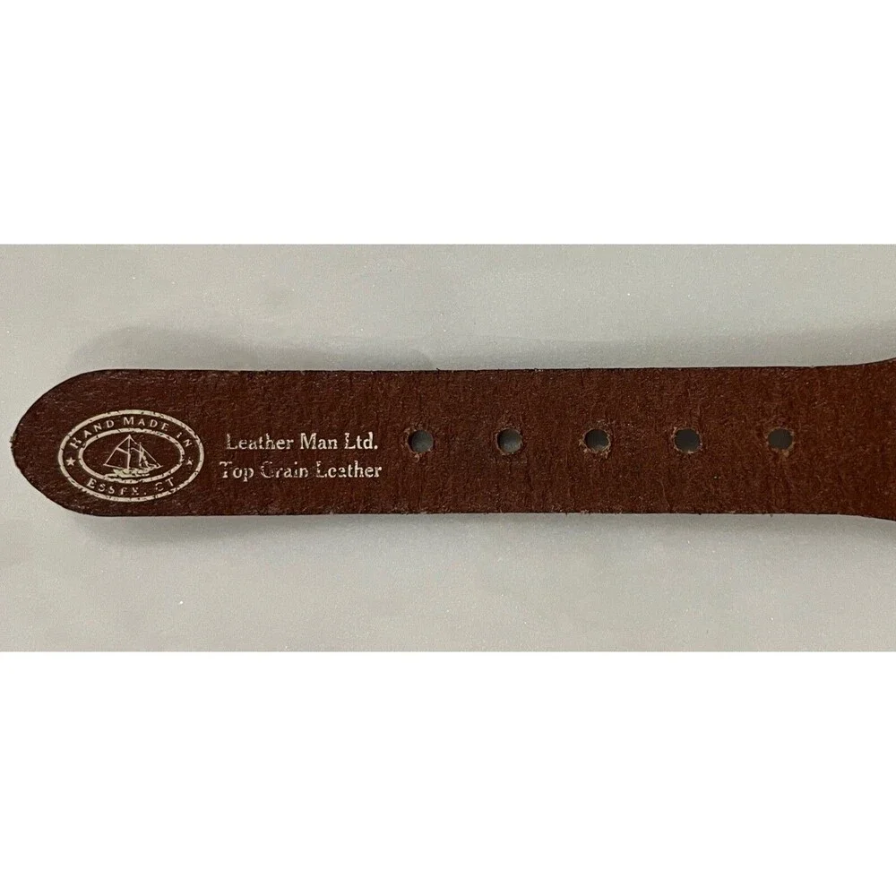Leather Man Ltd Nautical Flag Belt - Canvas / Leather Men's Size 32 Blue Orange